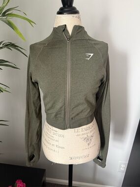 Gymshark jacket size xl women Training Dark Green Zip Up